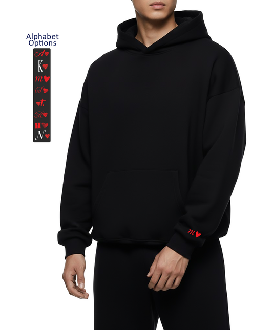 Alphabet Initial heavy fleece Oversized Hoodie