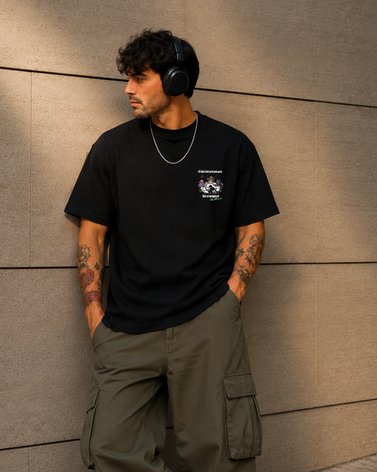 All India Cockroach Janta Party Black Oversized T-Shirt