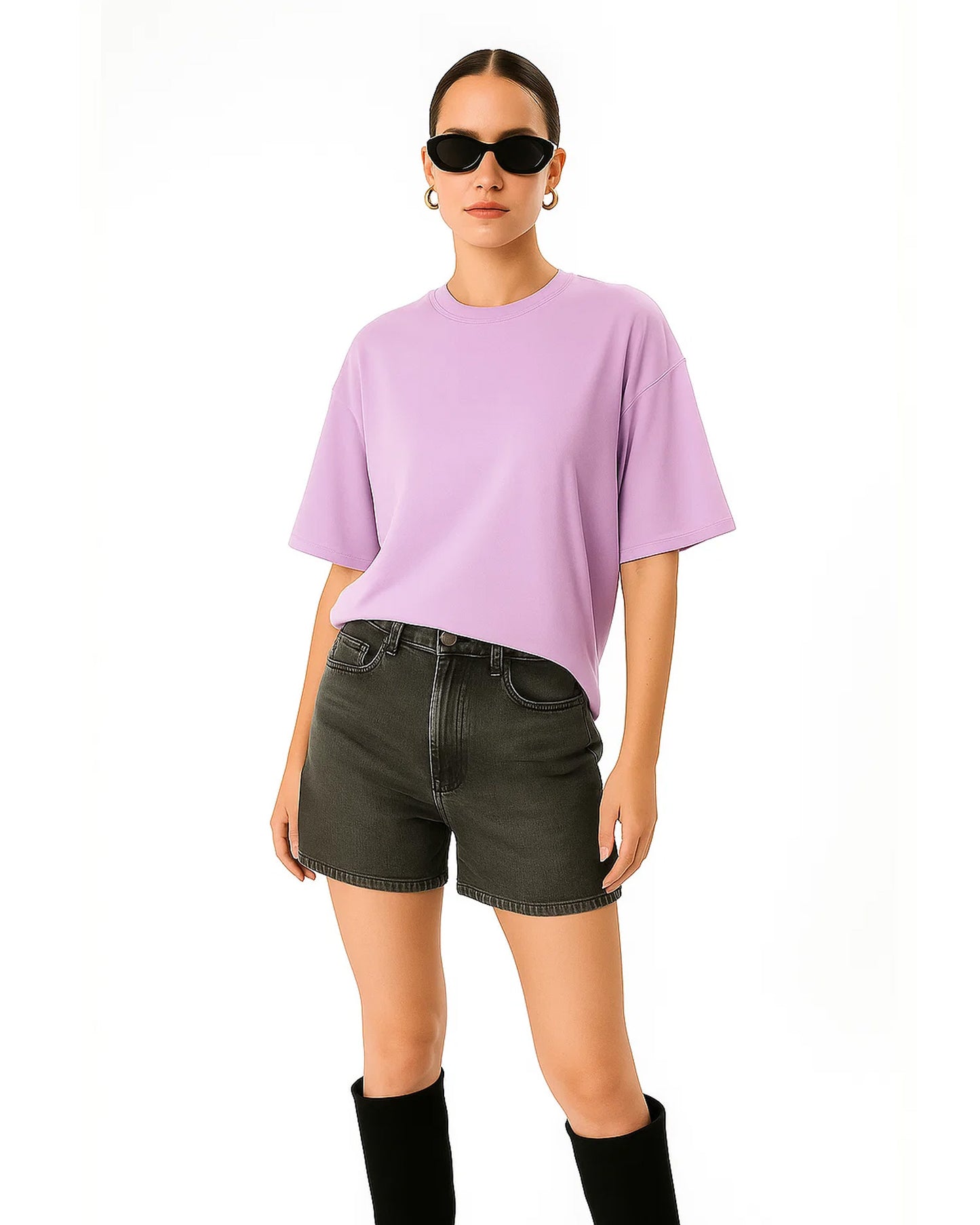 Solid Lavender Oversized Tee