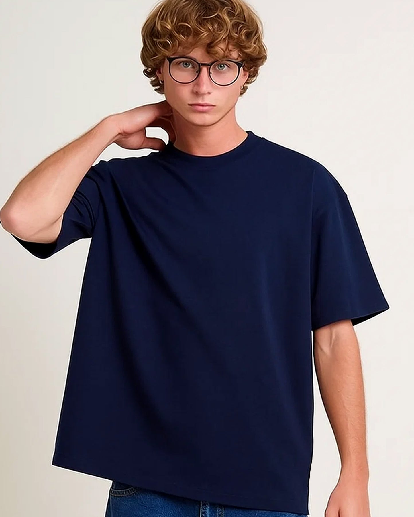 Deep Current – Solid Navy Oversized Tee