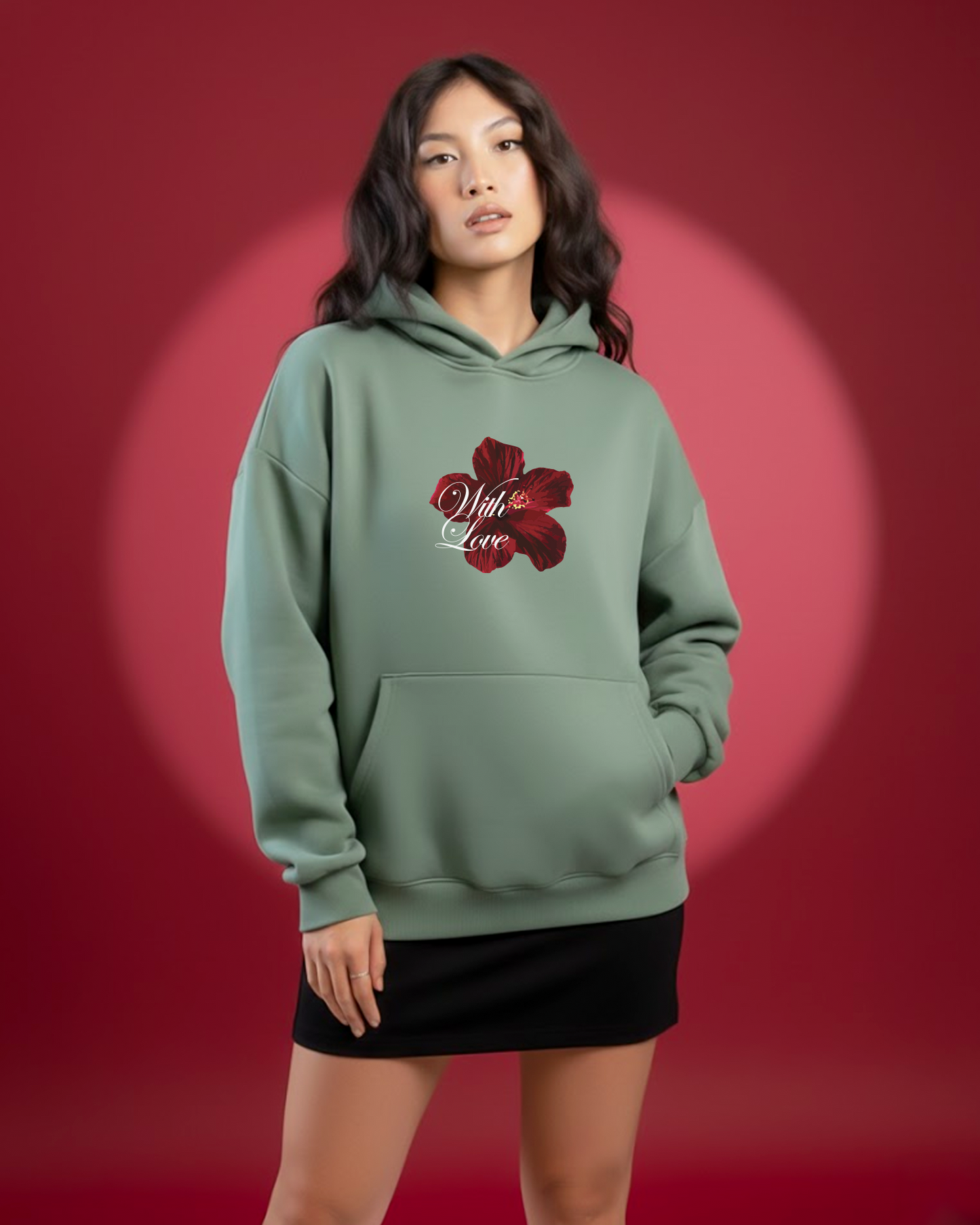 With Love Floral Heavy Fleece Oversized Hoodie