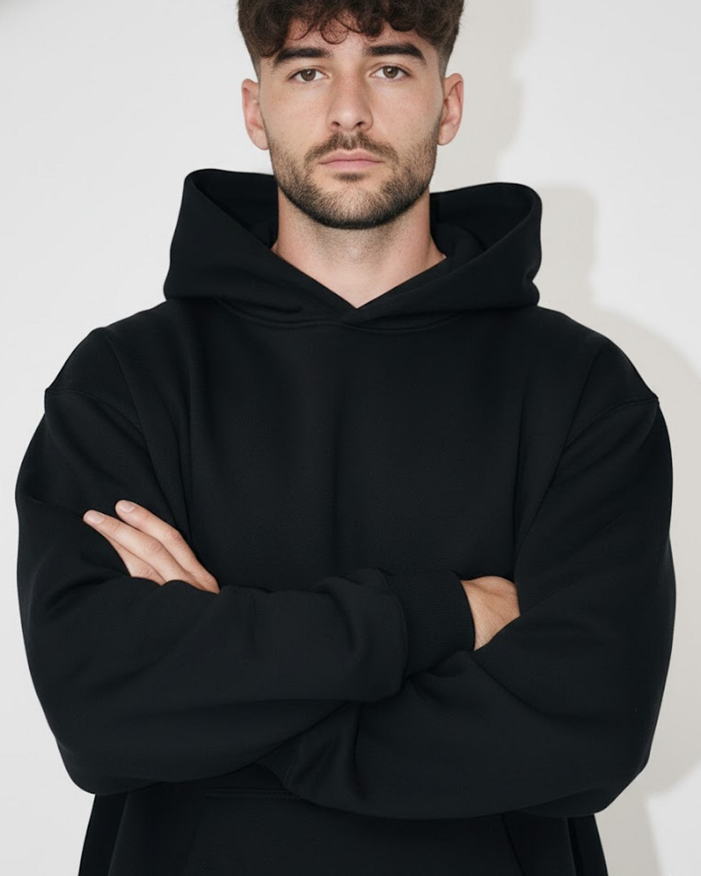 Deep Black Heavy Fleece Oversized Hoodie