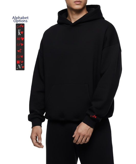 Alphabet Initial heavy fleece Oversized Hoodie