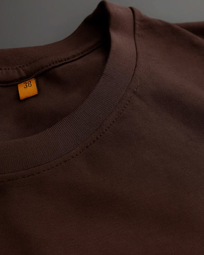 Classic Chocolate Brown Crew Neck Tee-Regular fit