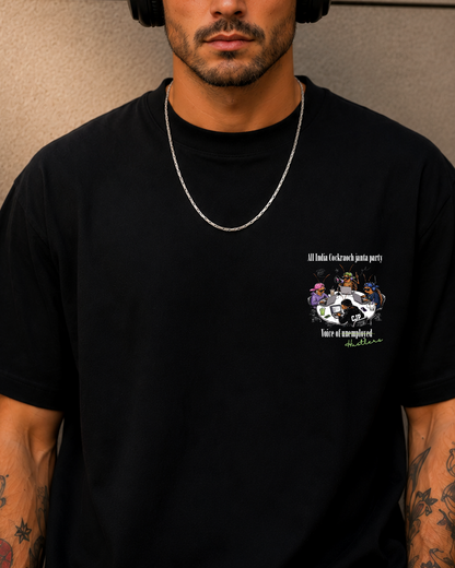 All India Cockroach Janta Party Black Oversized T-Shirt