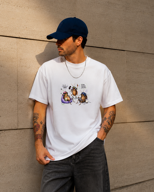 All India Cockroach Janta Party white Oversized T-Shirt