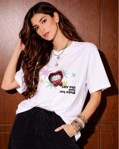 Cherry Pop Graphic Oversized T Shirt