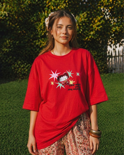 Cherry Pop Graphic Oversized T Shirt