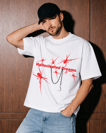 Hallucinated Dreams Graphic Oversized T Shirt White