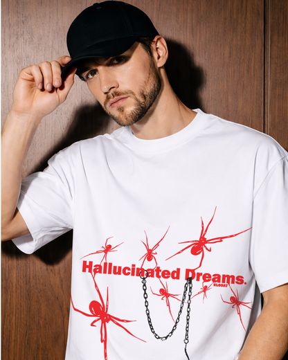 Hallucinated Dreams Graphic Oversized T Shirt White