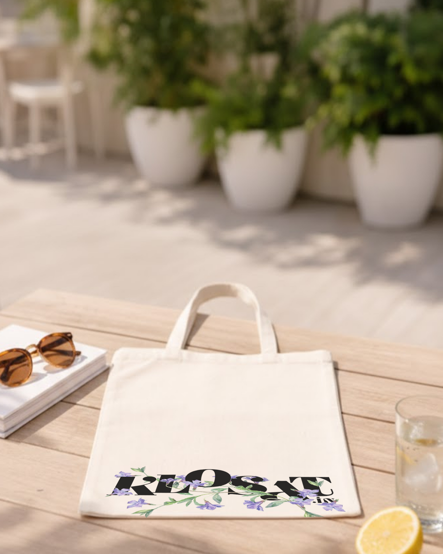 KLOSAT Floral Canvas Tote