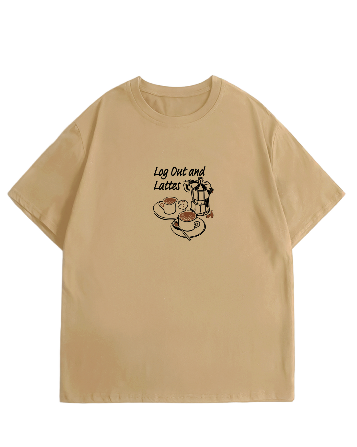 Logout and Latte  Oversize Tee-shirt