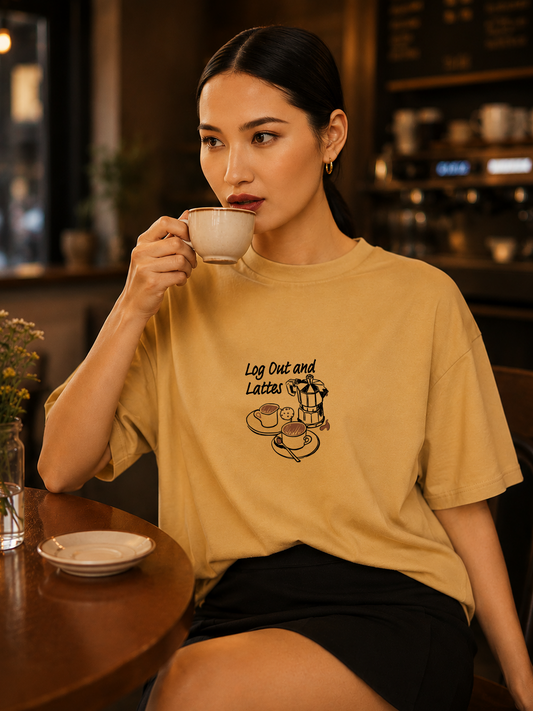 Logout and Latte  Oversize Tee-shirt