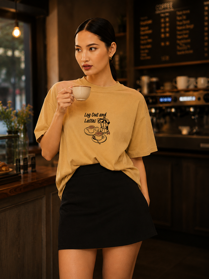 Logout and Latte  Oversize Tee-shirt