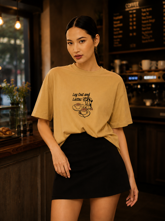 Logout and Latte  Oversize Tee-shirt