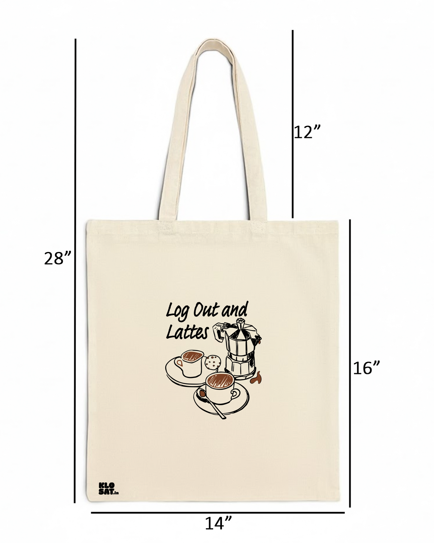 KLOSAT “Log Out & Lattes” Canvas Tote Bag