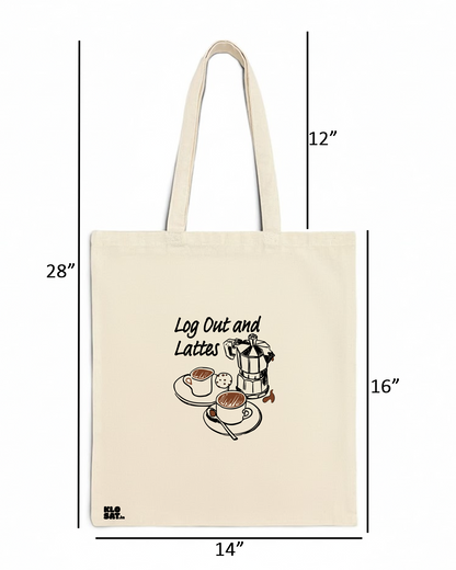 KLOSAT “Log Out & Lattes” Canvas Tote Bag