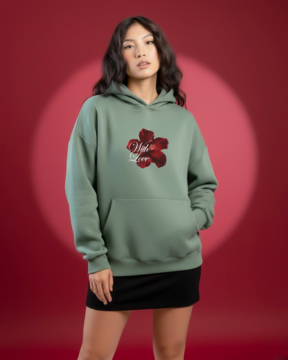 With Love Floral Heavy Fleece Oversized Hoodie