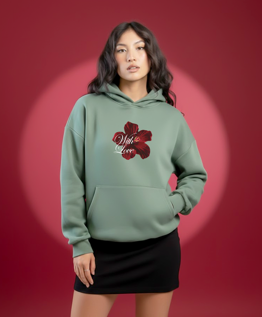 With Love Floral Heavy Fleece Oversized Hoodie