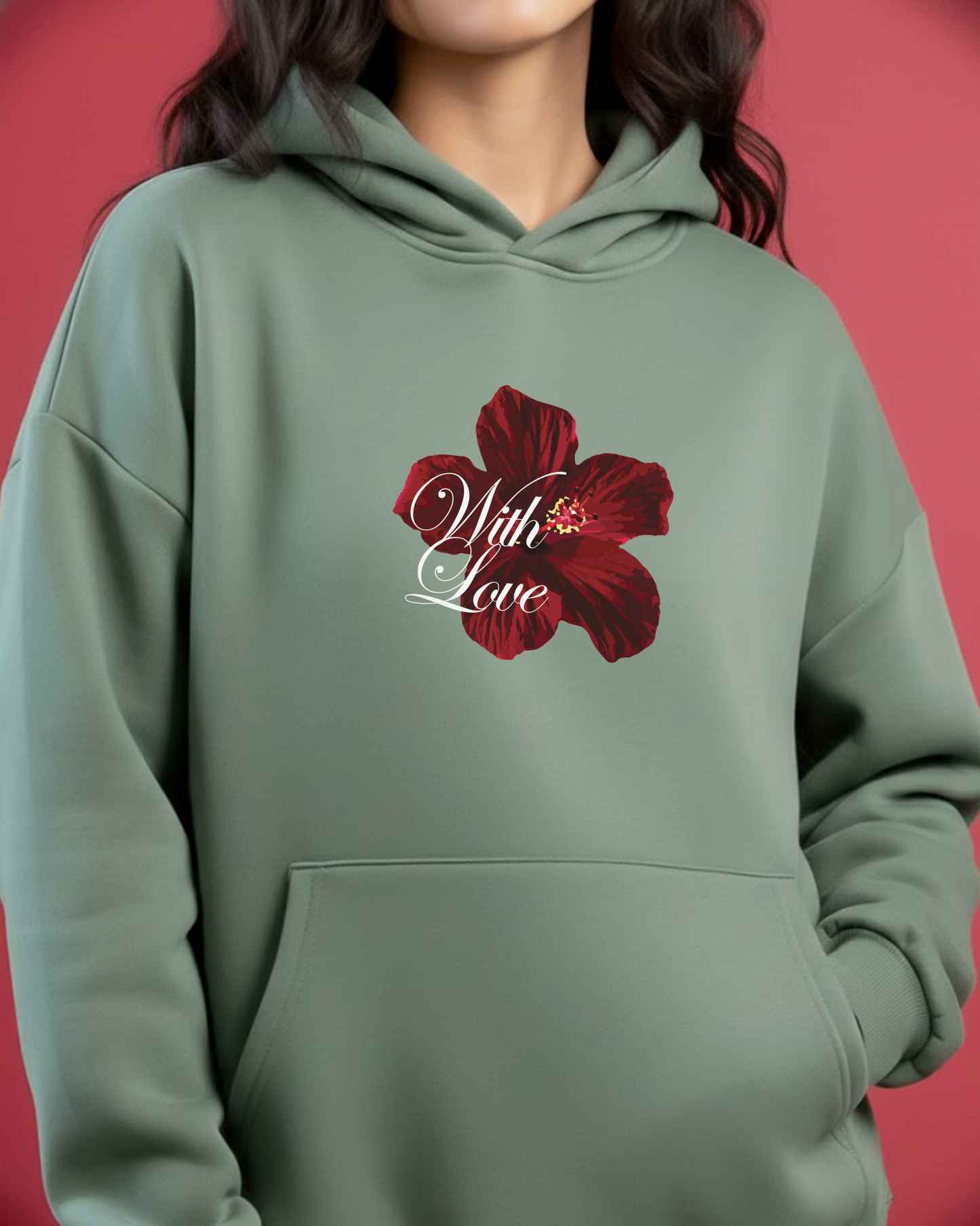 With Love Floral Heavy Fleece Oversized Hoodie