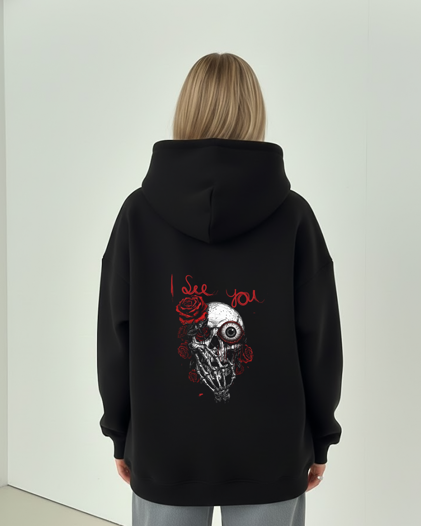 Skull Rose Heavy Fleece Oversized Hoodie