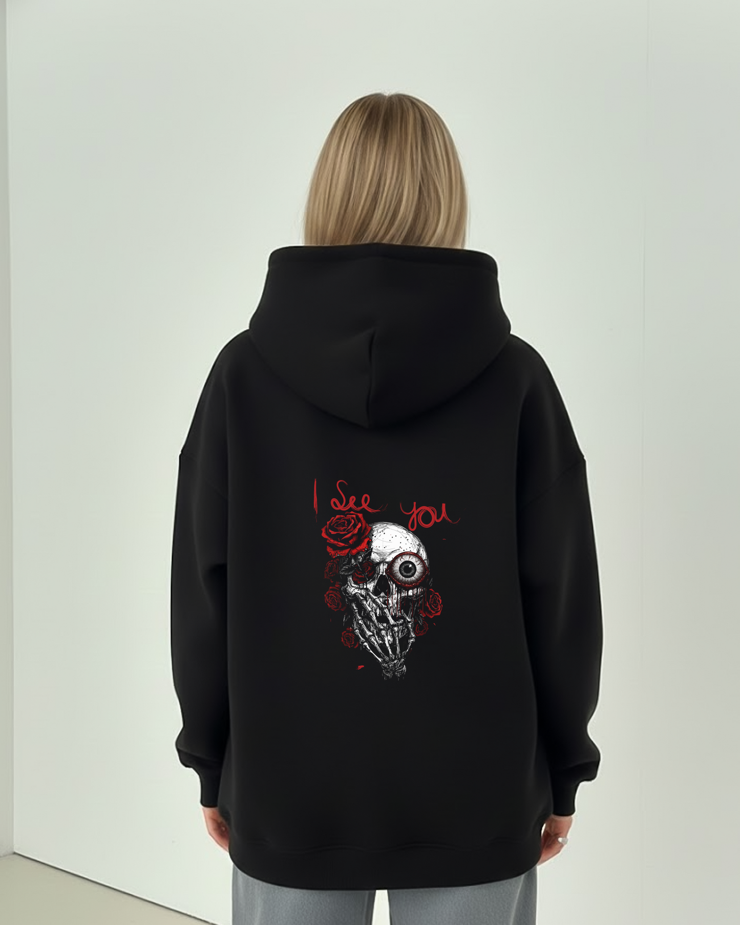 Skull Rose Heavy Fleece Oversized Hoodie