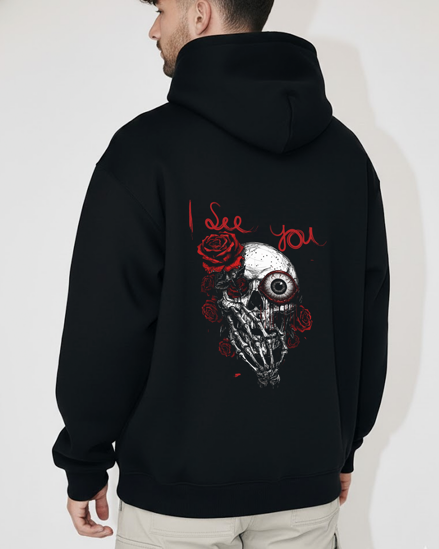 Skull Rose Heavy Fleece Oversized Hoodie