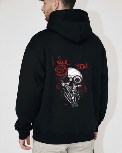 Skull Rose Heavy Fleece Oversized Hoodie